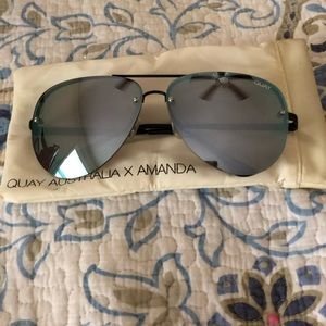 QUAY Black Mirrored Aviator Sunglasses